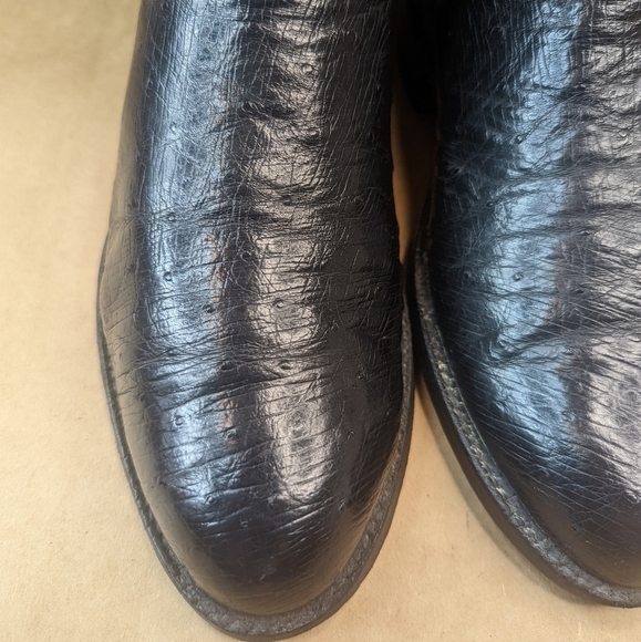 Lucchese Boots men's size 8D Exotic Genuine Black Smooth Ostrich classic Western - Picture 5 of 13